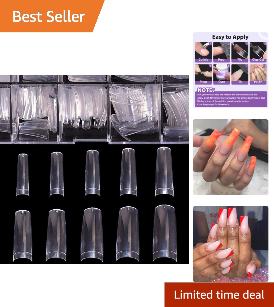 Versatile 500pcs Clear French Nail Tips – Half Cover Acrylic for All Occasions