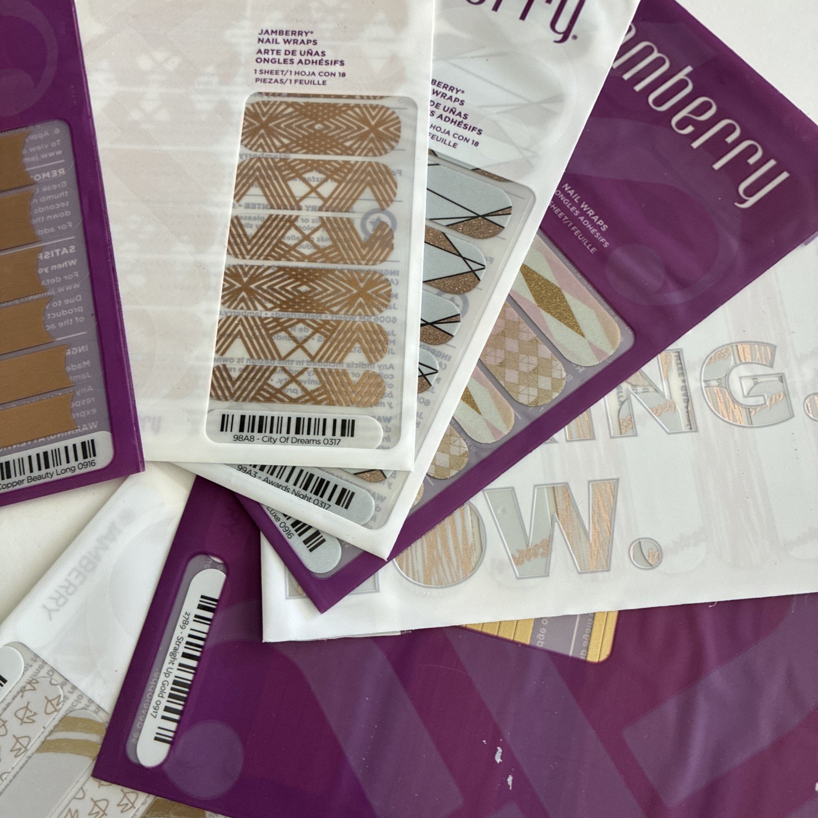NEW ALL Gold /RoseGold Jamberry Lot Of 15 Full Sheets Nail Wraps