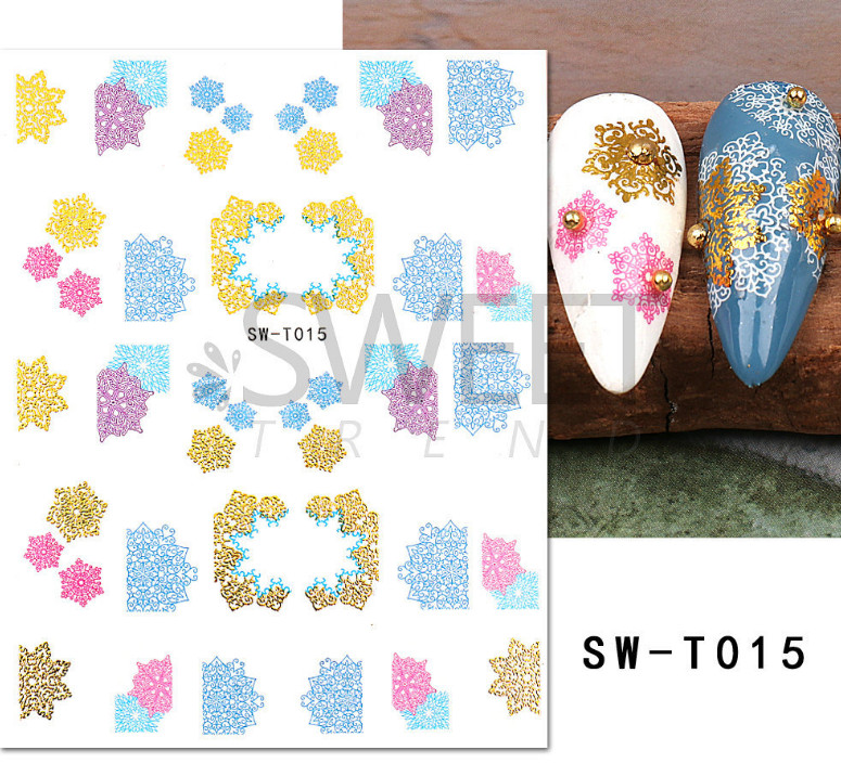Nail Art Decals Stickers Thanksgiving Christmas Autumn Snowflake Lace Leaf NS42