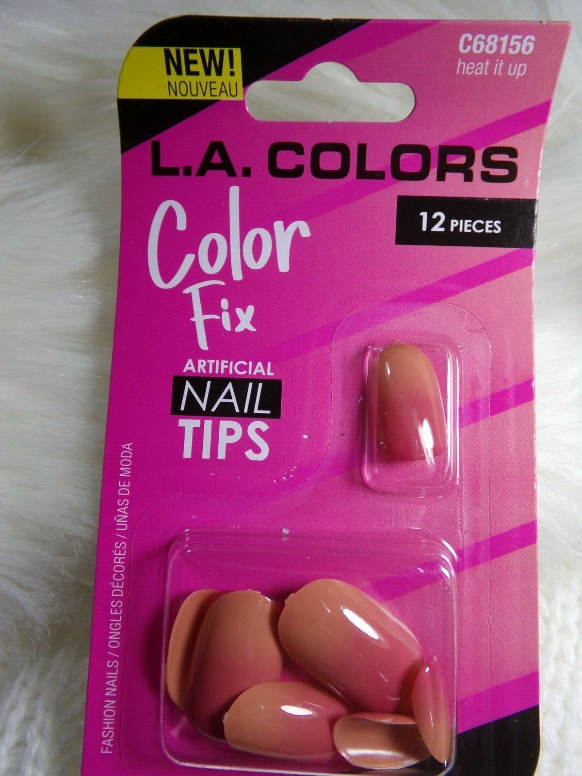 L.A. COLORS Nails Shiny Peach Rose Pink Ombre glue on Short Oval