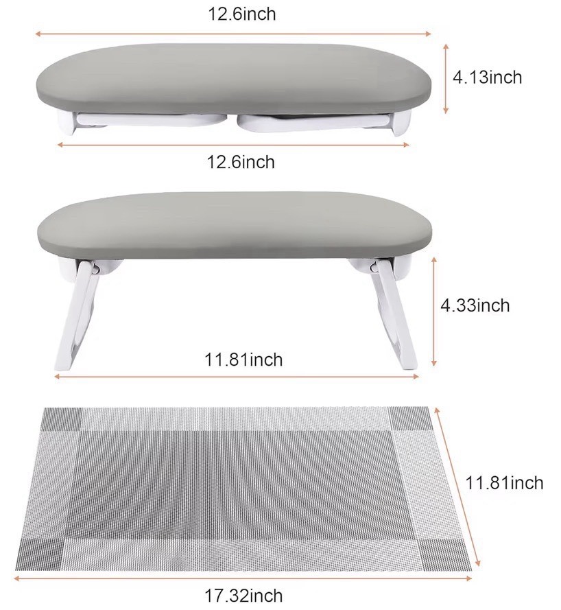 New! Arm Rest for Nails Tech, Foldable PU Leather Nail Arm Rest W/ Nonslip Mat