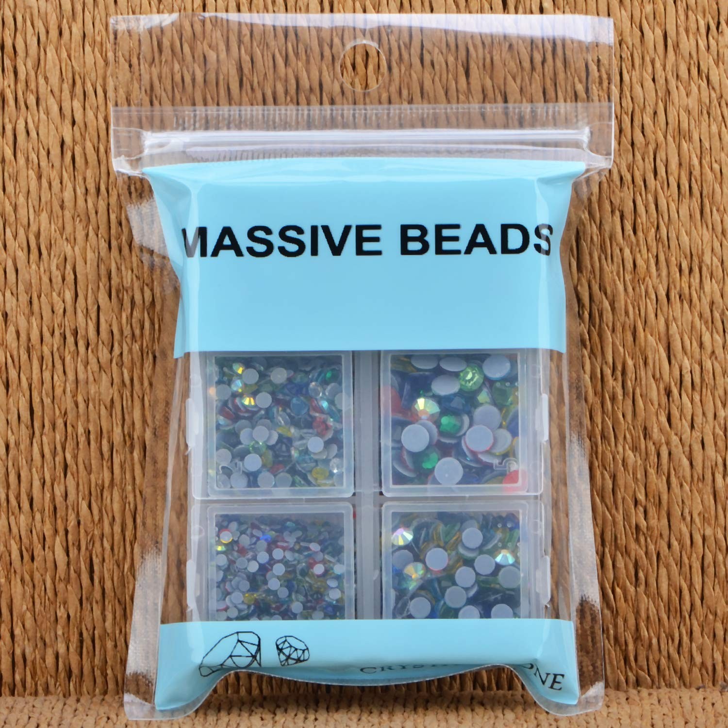 4000Pcs Mixed Size Hot Fix Round Crystals Gems Glass Stones Hotfix Flat Back
