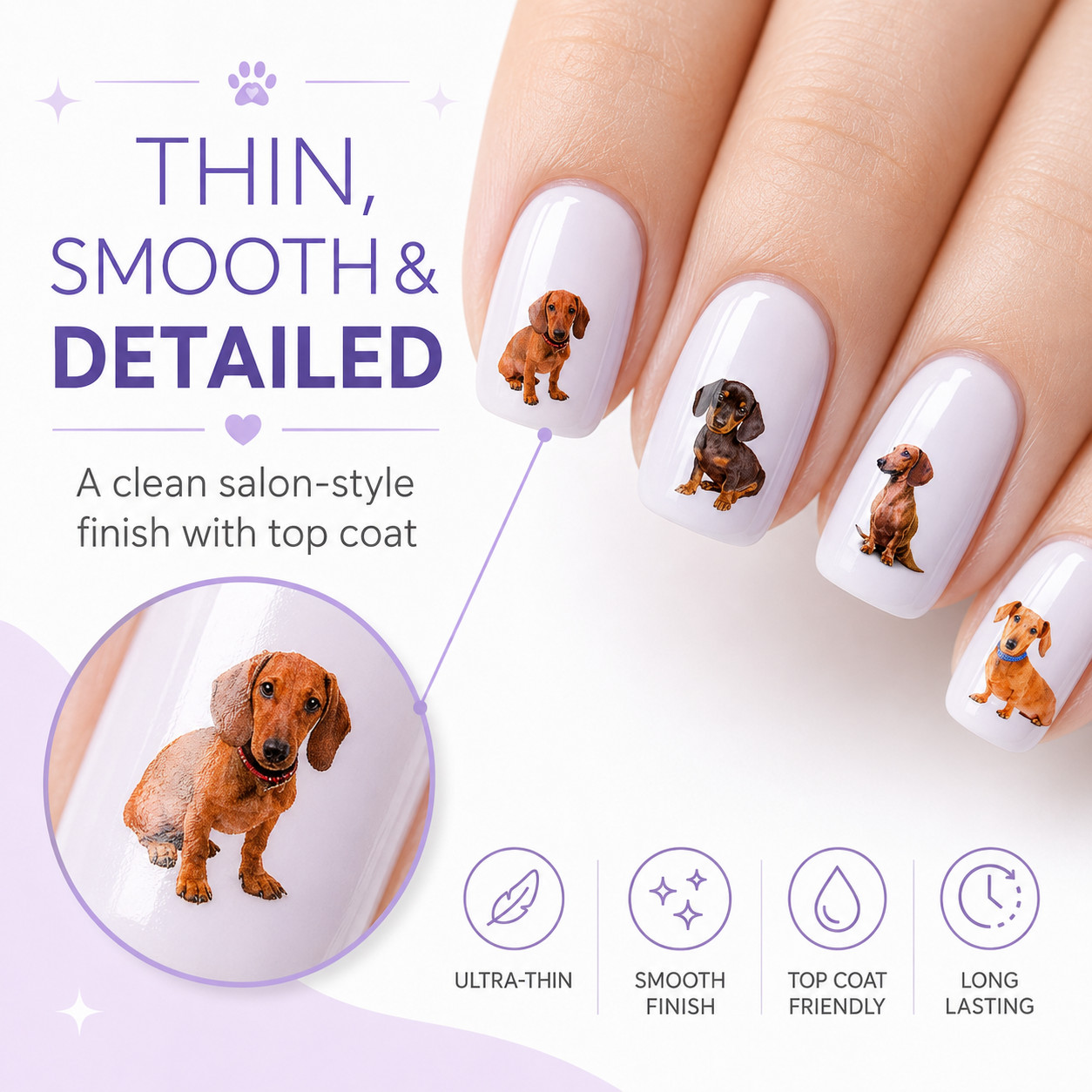 Dachshund Nail Art Stickers Transfers Decals Set of 47 – A1298