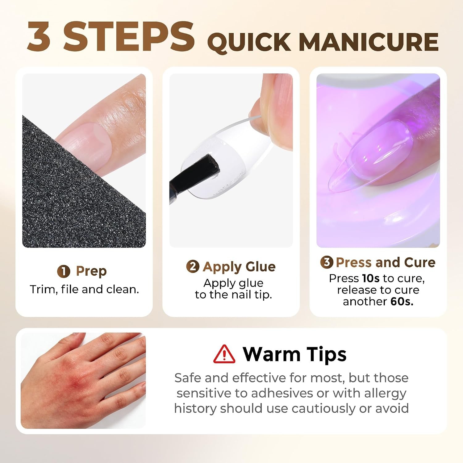 9 in 1 Gel Nail Glue for Clear Acrylic Nails Tips 2Pcs 10ml Long Lasting Supe…