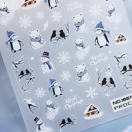 Christmas Nail Art Stickers Decals Winter Snowflake Cute Christmas style3