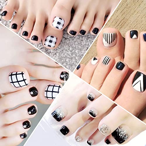 440 Pieces 20 Sheets Black Color Toe Nail Polish Black Toe Nail Polish Strips