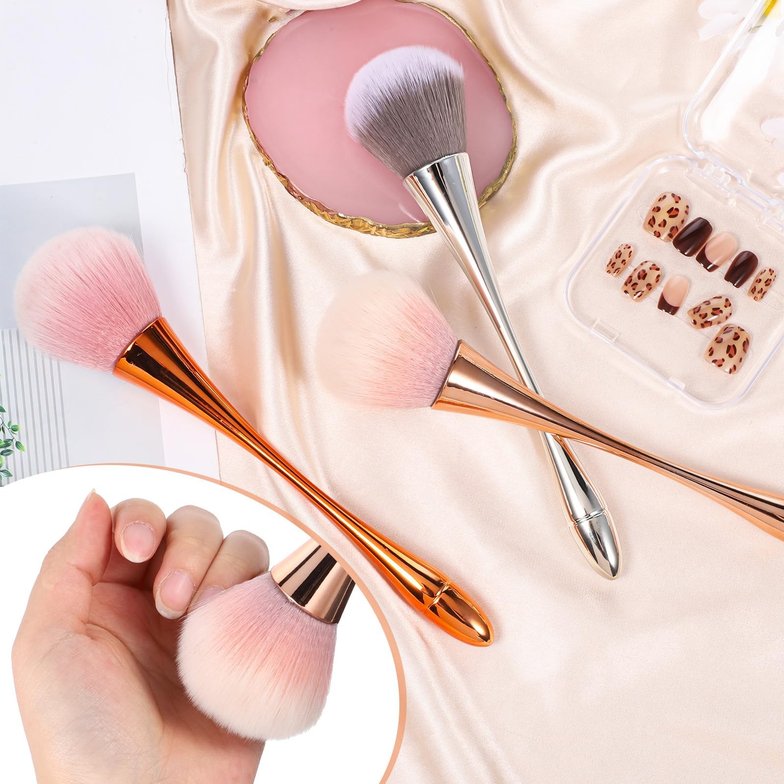 3 Pcs Nail Art Dust Brush Acrylic Brush Loose Nail Cosmetics Brush for Nail Dust