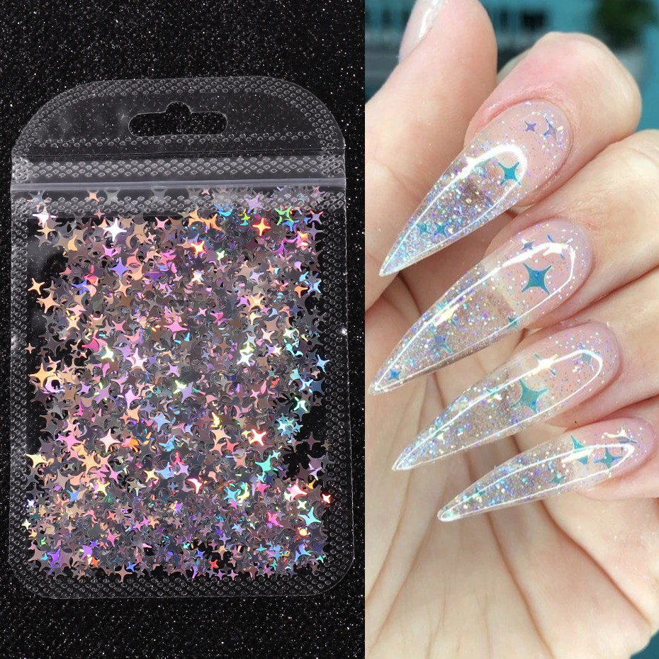 Holographic Star Four pointed Star Nail Paillettes Sparkly Laser Design Sequin