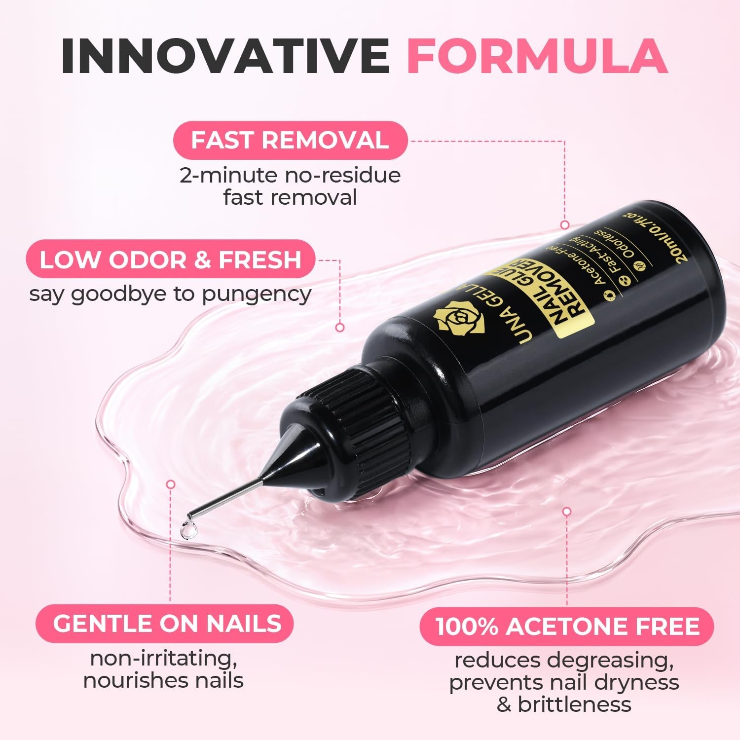 15g Nail Glue for Press On Nails + 20ml Non-Acetone Remover Kit, Quick Dry Gel