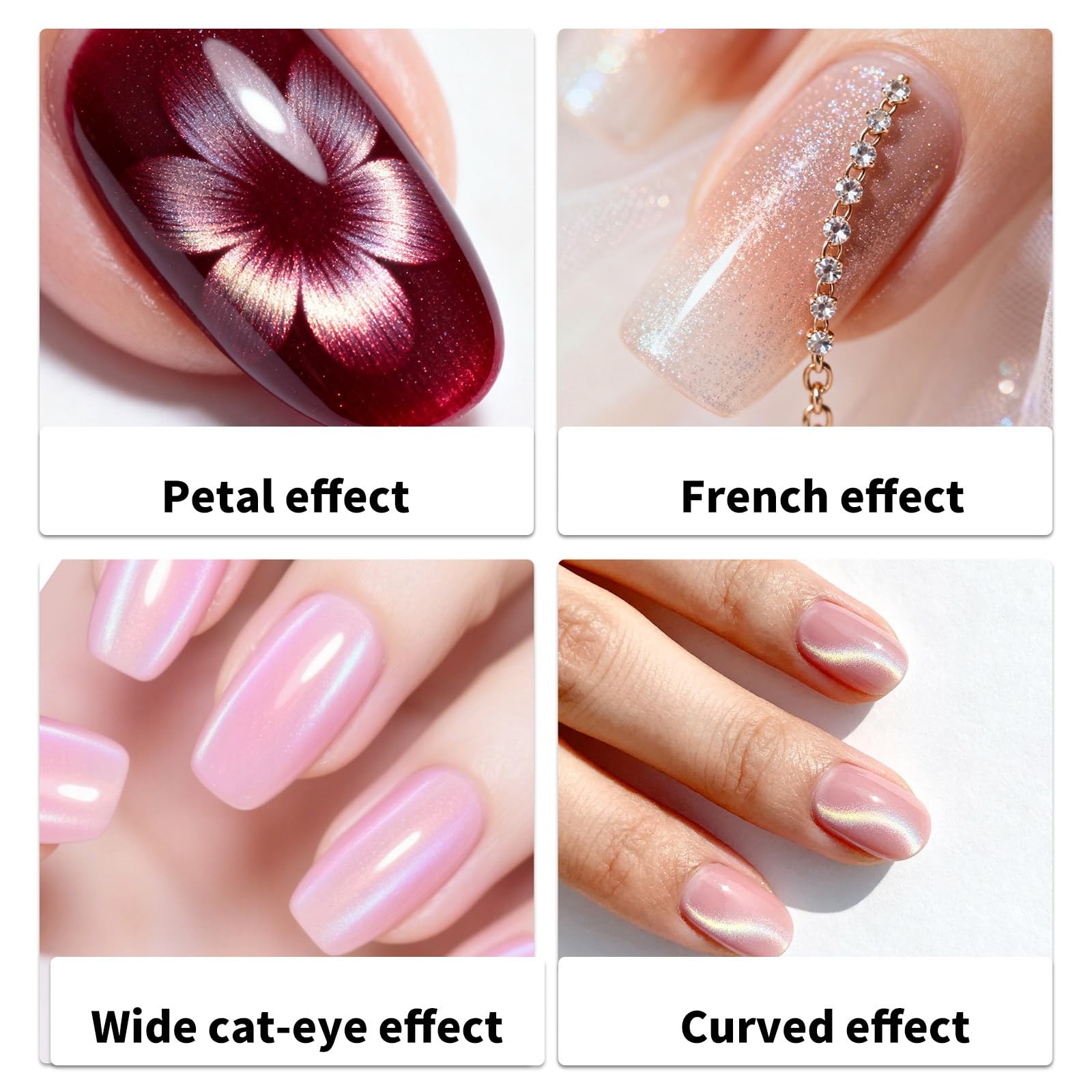 8pcs 3-in-1 Cat Eye Nail Polish Magnet Tool Set, Including Wooden Handle Magn…