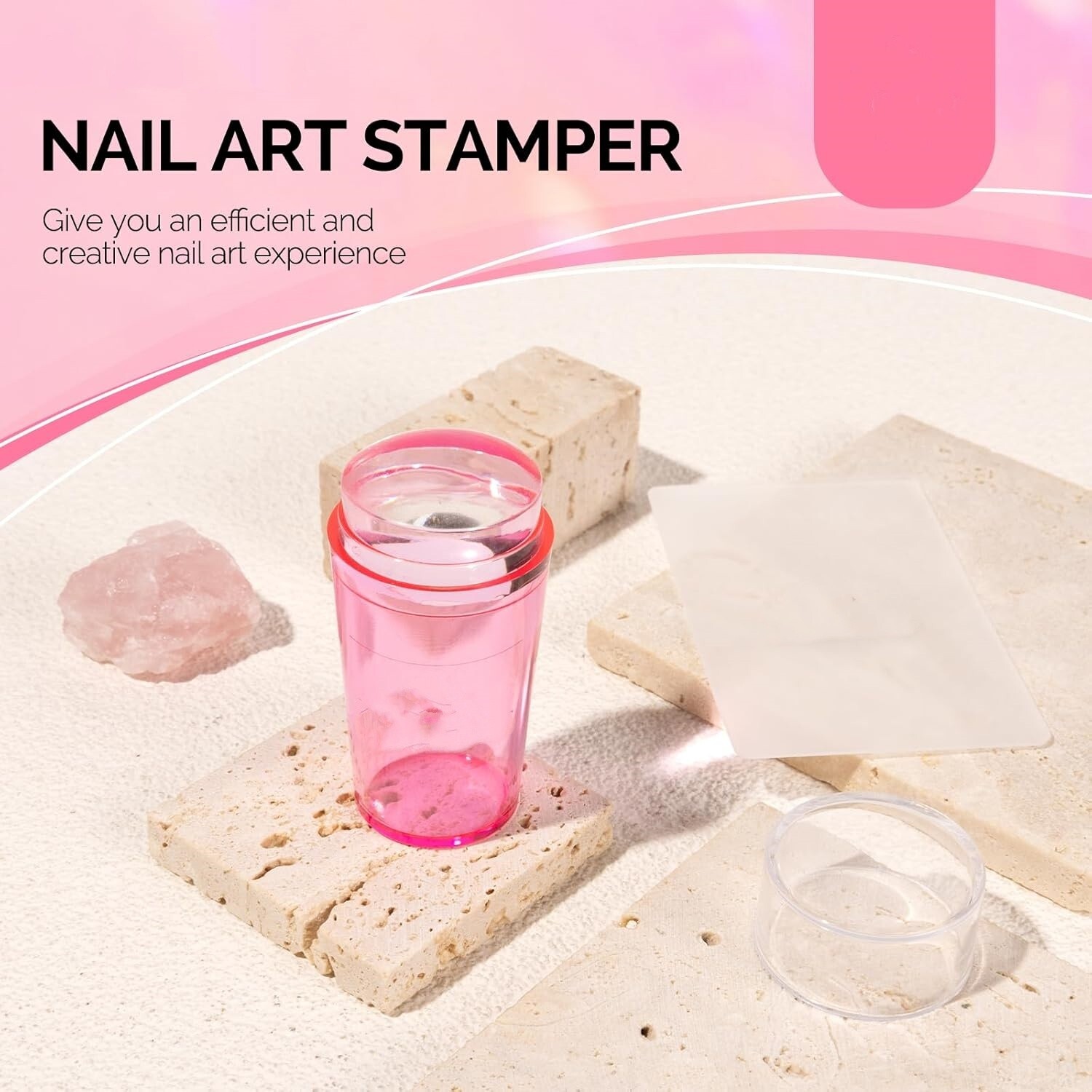 Kit de estampador de uñas francés (2 unidades), sello de silicona con raspador