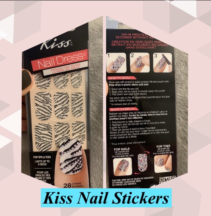 KISS Nail Polish Sticker Wrap, 28 zebra strips. Nail stickers. Lot of 10