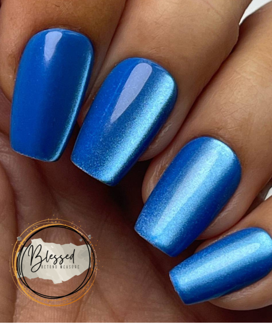 Red Aspen Press On Nails~ Picking Blueberries with Bridie~Medium ~Blue ~Coffin