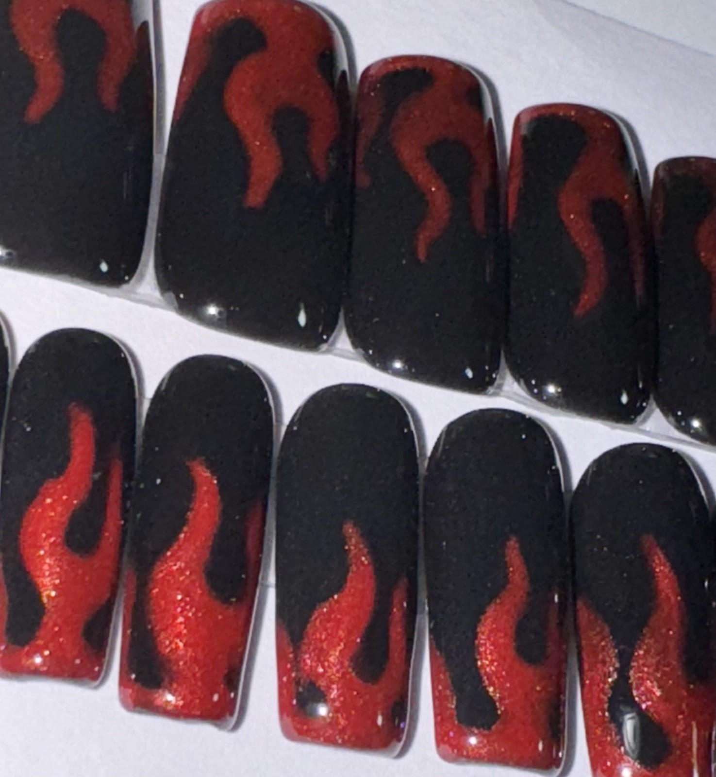 Eternal Flame Ready to Ship Press-on Nails Square Shape