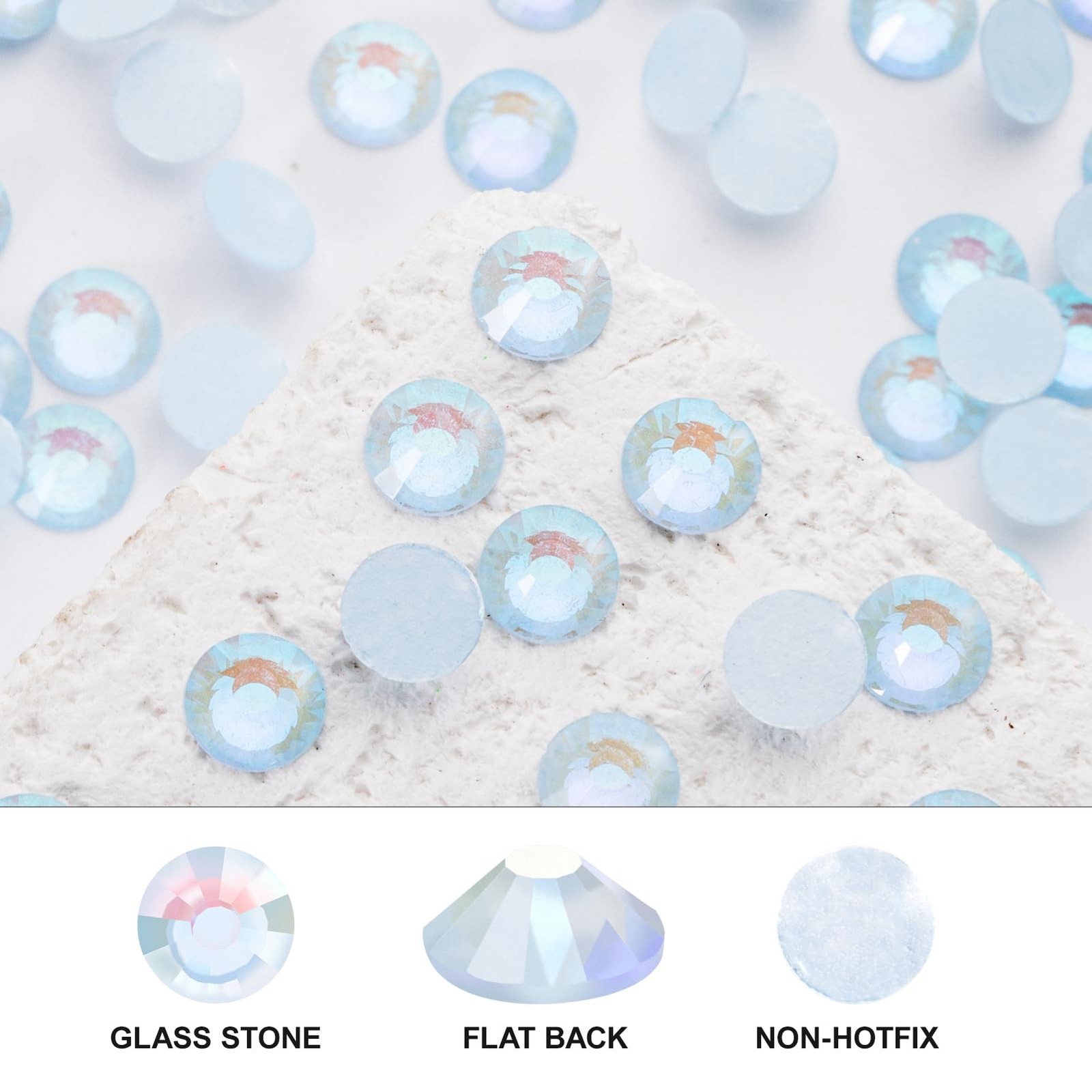 3000 Pieces Flatback Rhinestones Glass Round Gems F-Lt.Blue Crystals for Nail…
