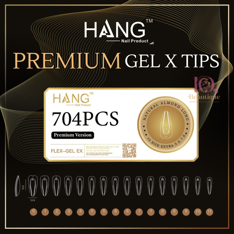 Hang Premium Version Flex-Gel X Tips Box – Almond Long (704ct)