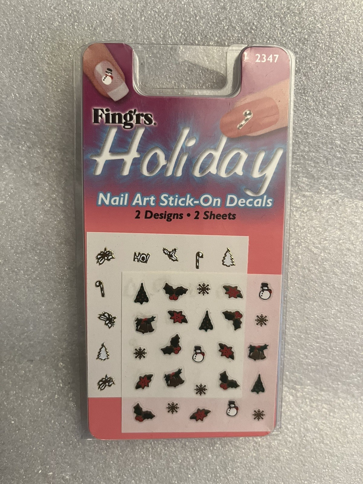 FING’RS Holiday Nail Art Stick-On Decals. 2 Sheets #2347 NEW 1 pack