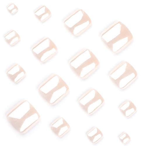Nude Toe Press on Nails Chrome Toe Nail Press ons with Designs Style-A Style-24