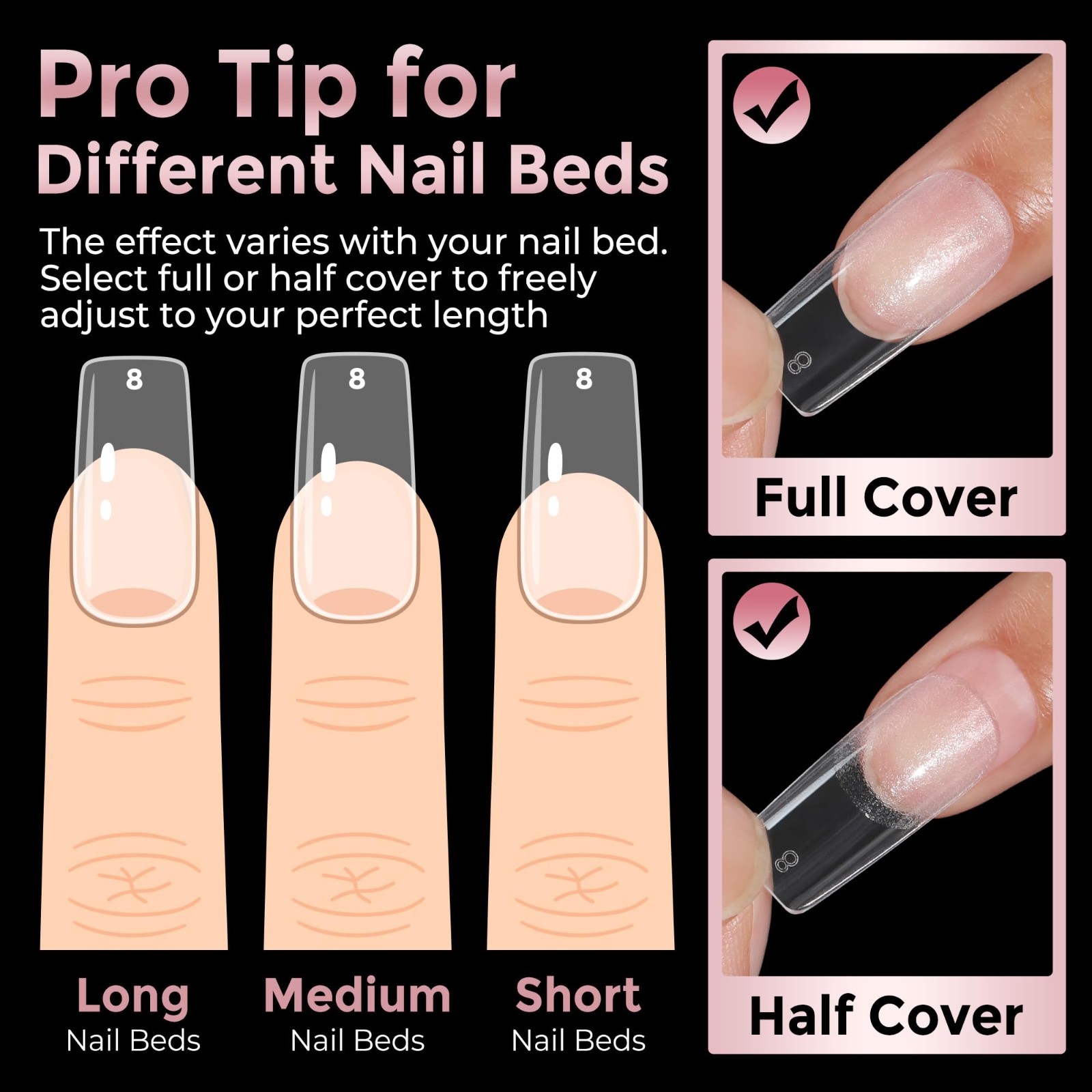 Medium Square Nail Tips 240pcs Soft Gel Acrylic Fake Nails Half Matte Full Cover