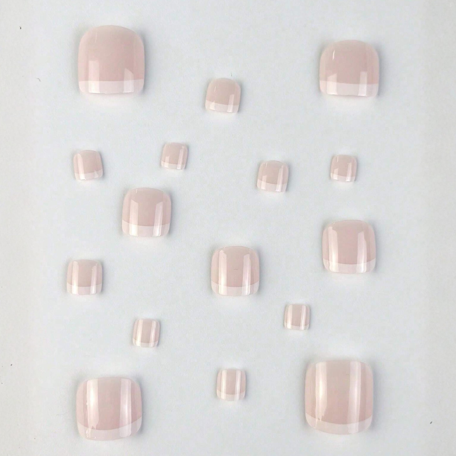 24pcs Nail Stickers Set Short Square Minimalist Nude Pink French White Nail Tips