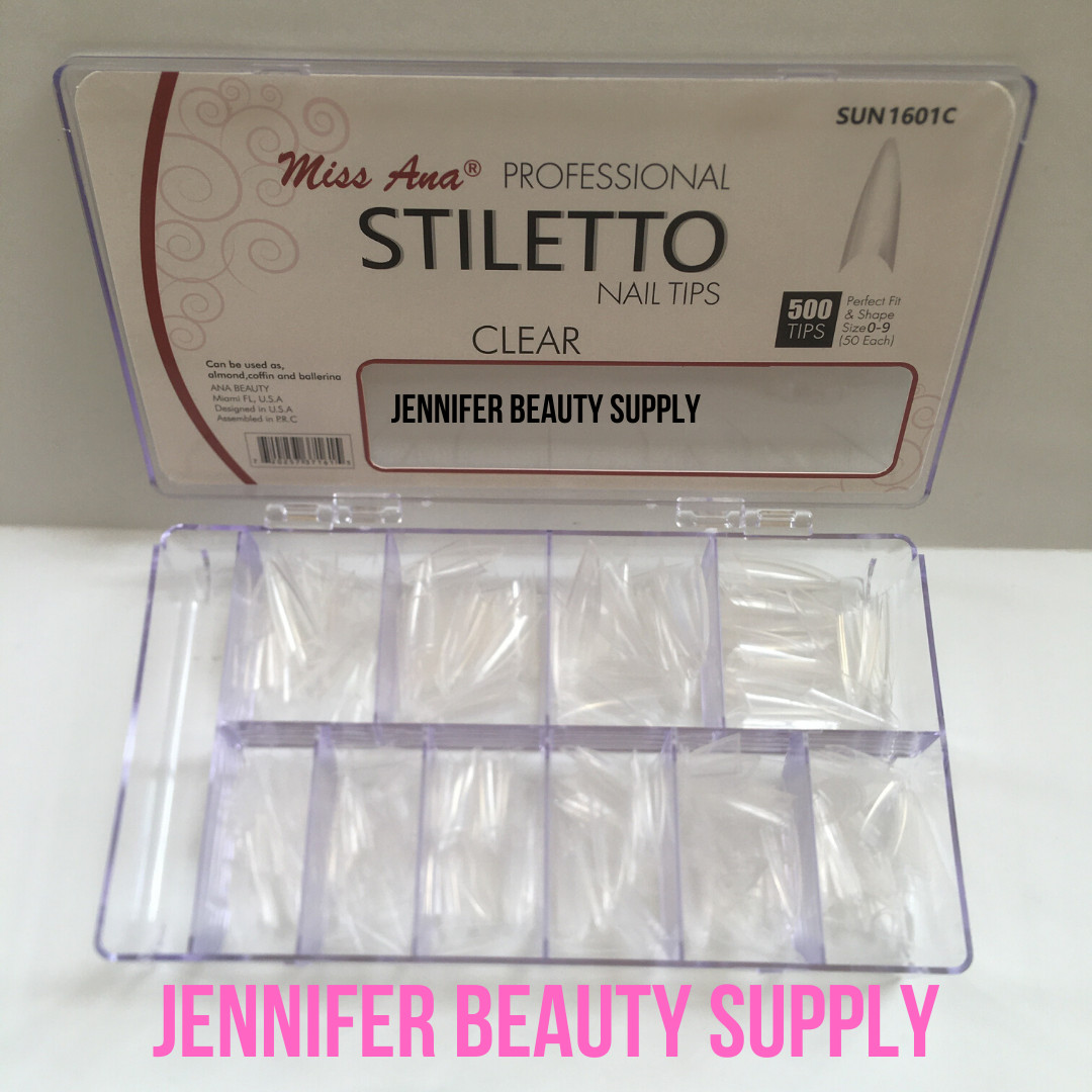 500 PCS STILETTO FRENCH FALSE FAKE ACRYLIC NAIL TIPS COFFIN NAILS LONG