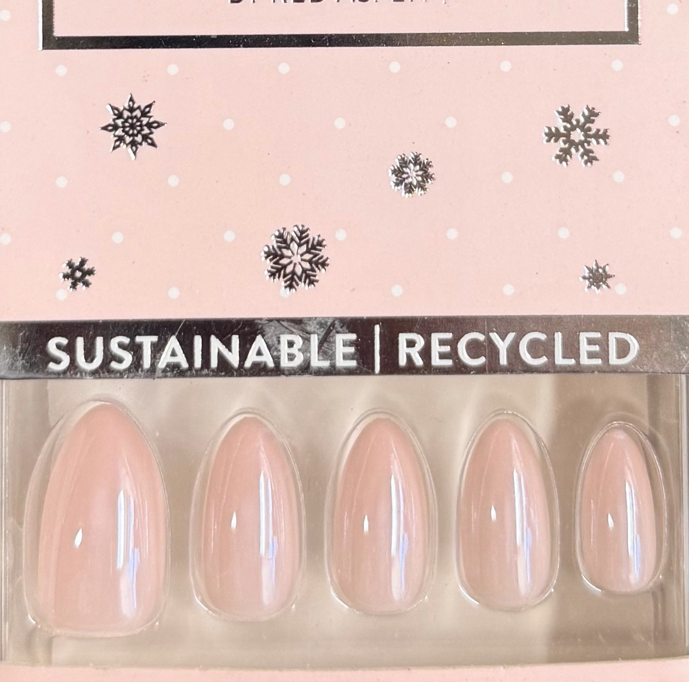 Red Aspen Press On Medium Almond Pink Shiny Wynter Wonderland ⛸️