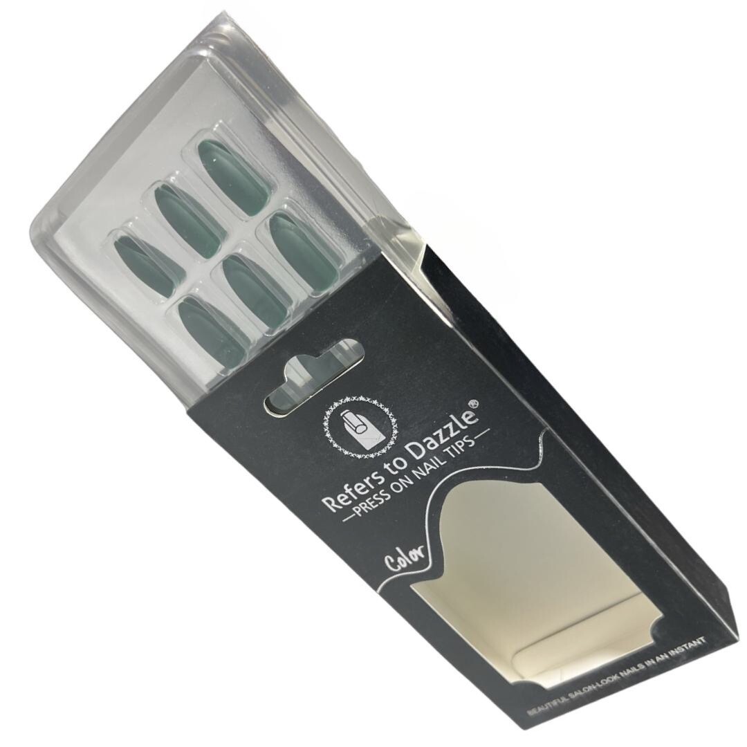 💅D2M Press on Nail Tips, Dark-Green 12 Pieces💅