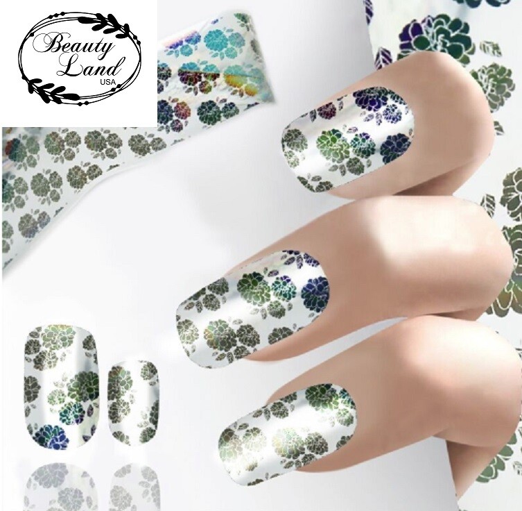 10- 50 Sheets Holographic Glitter Foil Nail Art Transfer Decor Tips Wraps Foil,