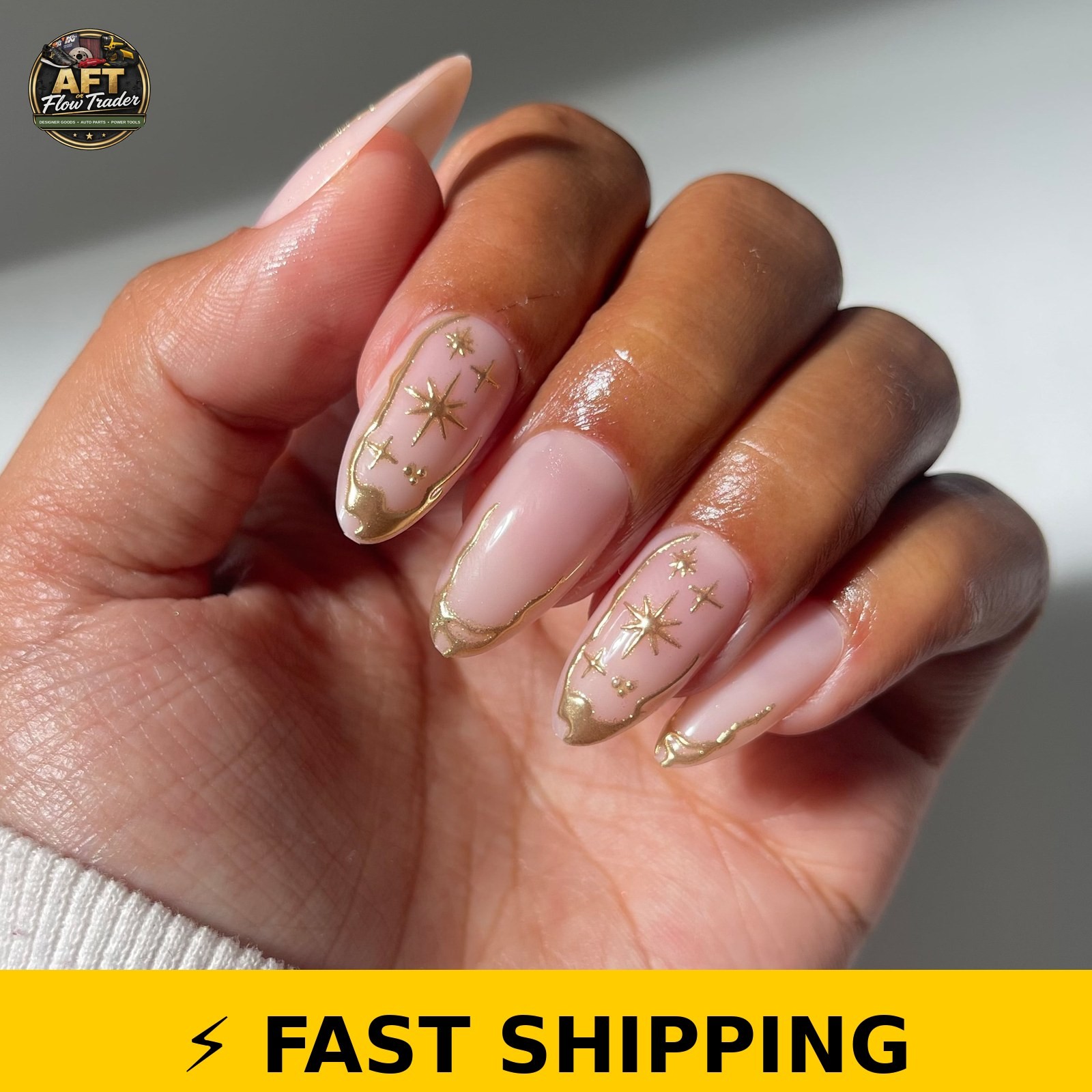 Salon Perfect 308 Viral Nail Edit – Gold Cosmic Press On Nails