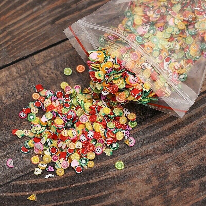 1000PCS/Pack 3D Nail Stickers Mini Fimo Slices Polymer Clay Crafts Fruit Design