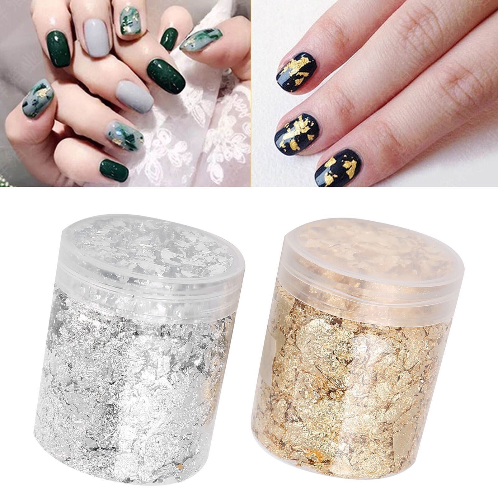 Nail Art Shiny Gold Foil DIY Gold Flakes Glitter Decoration 5g X 2 Bottles