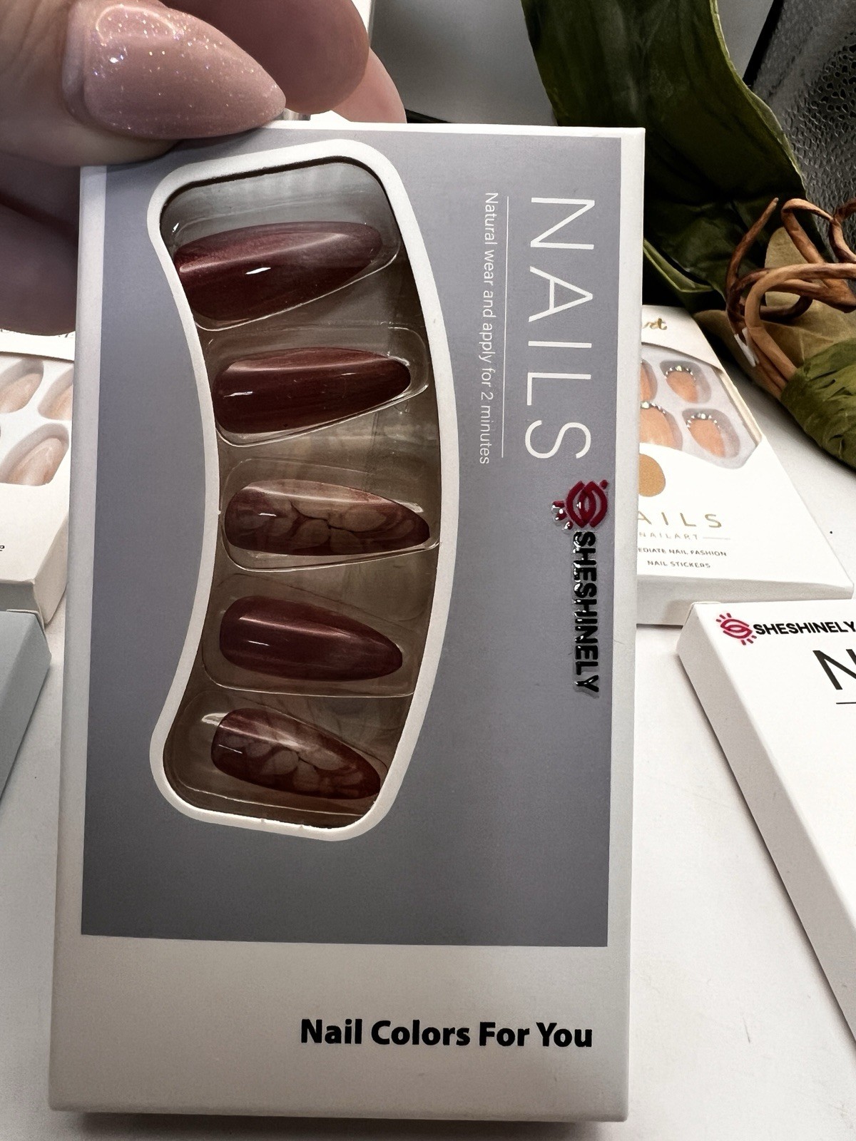 Lot Of 9 Boxes Of Press On Nails By Sheshinely New Sealed Almond Pinks Nudes