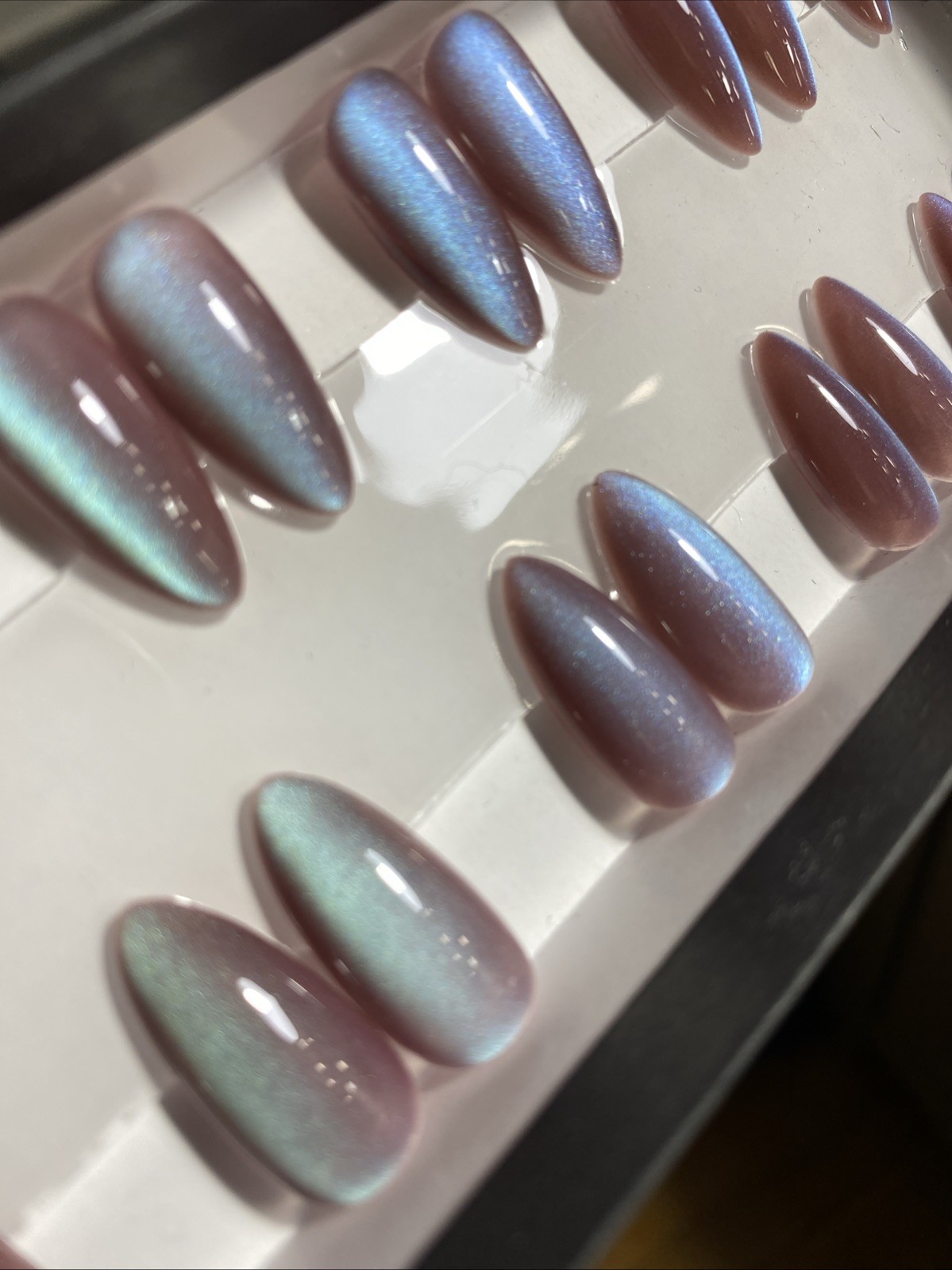 🎃 Press On Nails Handmade 26 Medium Almond Halloween Cateye Gel / Gel Polish