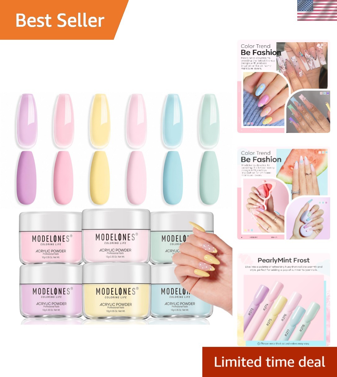 Limited Edition Macaron Acrylic Powder – 6 Vibrant Colors for Stunning Nail Art!