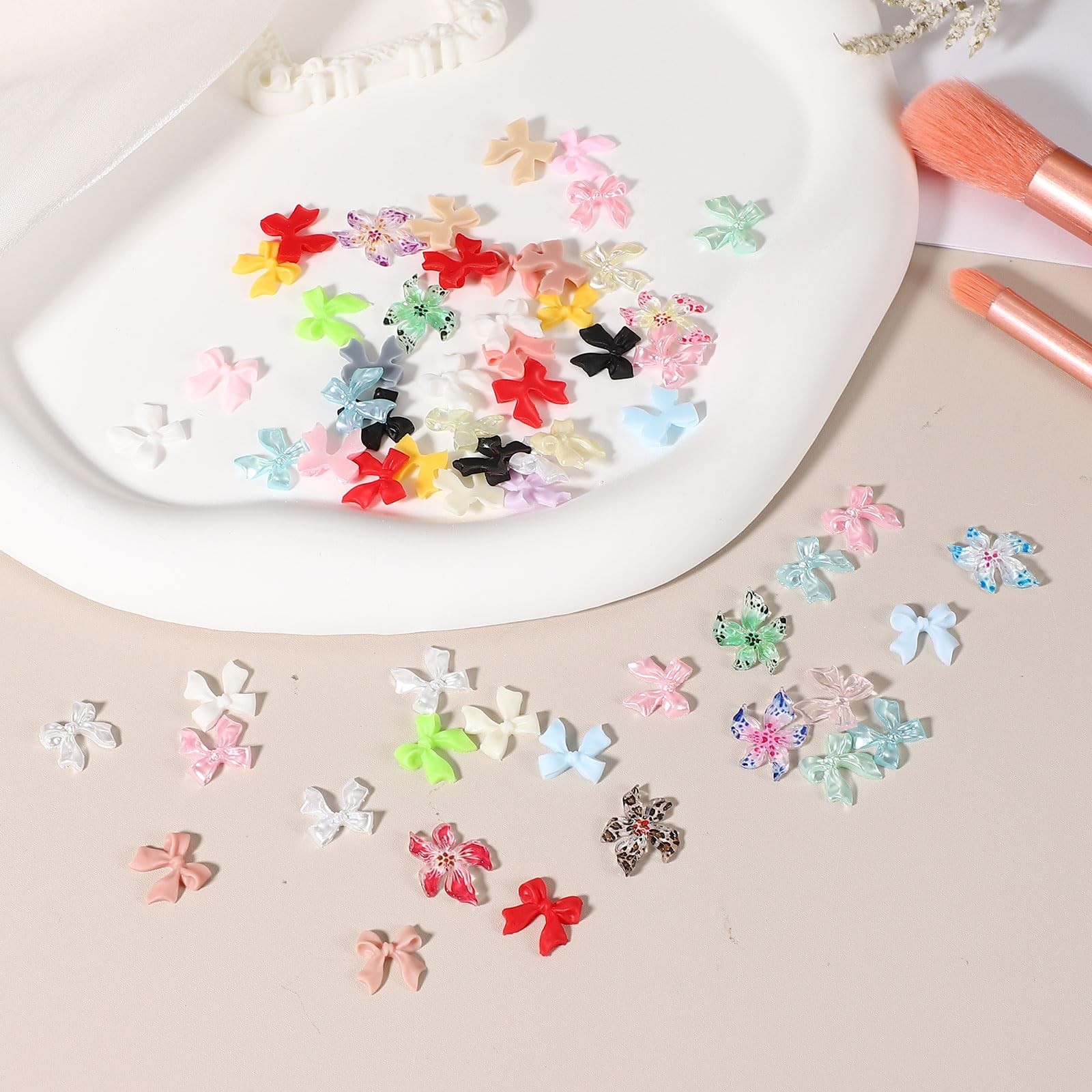 Nail Bows, 3D Flowers for Nails Acrylic Resin Bows Art – Fitting for (DIY Man…