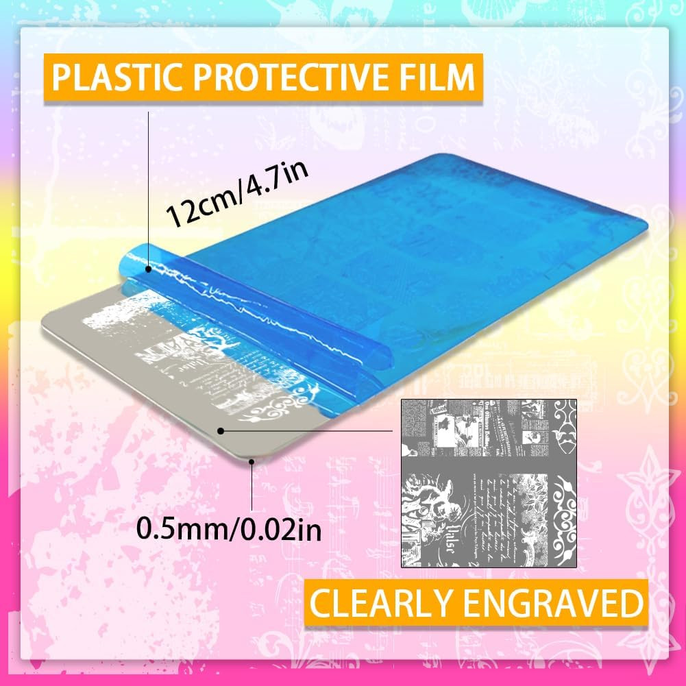 3pcs Graffiti Texture Nail Stamping Plates Number Alphabet Nails Art Stencils…