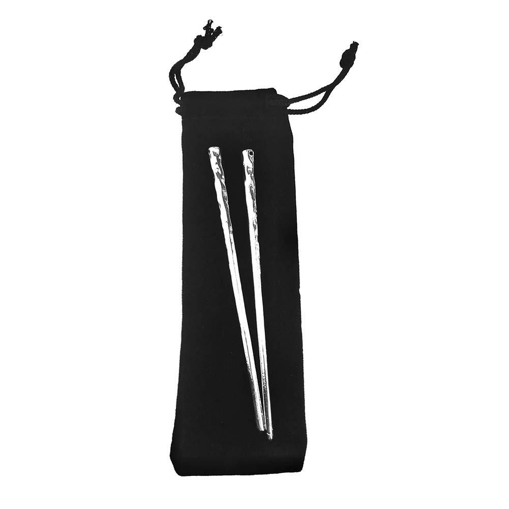 YILE Set of 2 Hair Sticks Chinese Hairpin Metal 1 Count (Pack 2), Silver