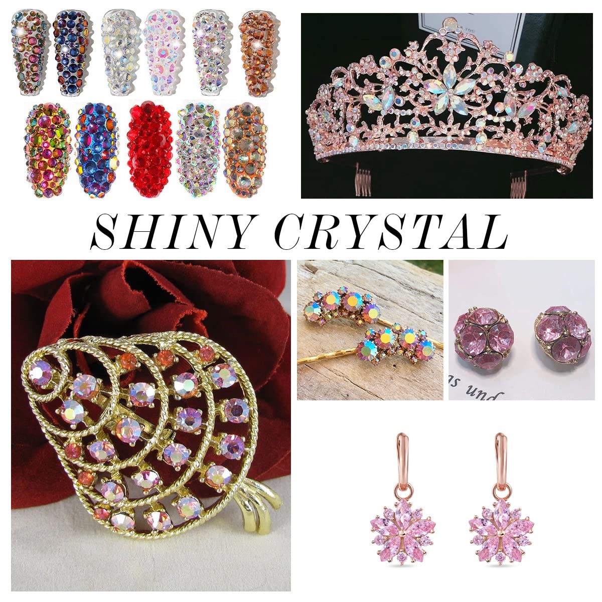 1440Pcs Pink AB Crystal Rhinestones,Glass Flatback Rhinestones Gemstones for …