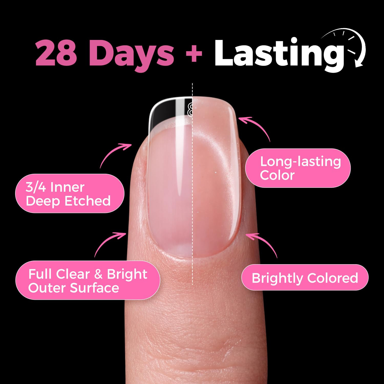 UNA GELLA Gel Nail Tips Square & Squoval Short, 504Pcs Short round Square Nail T