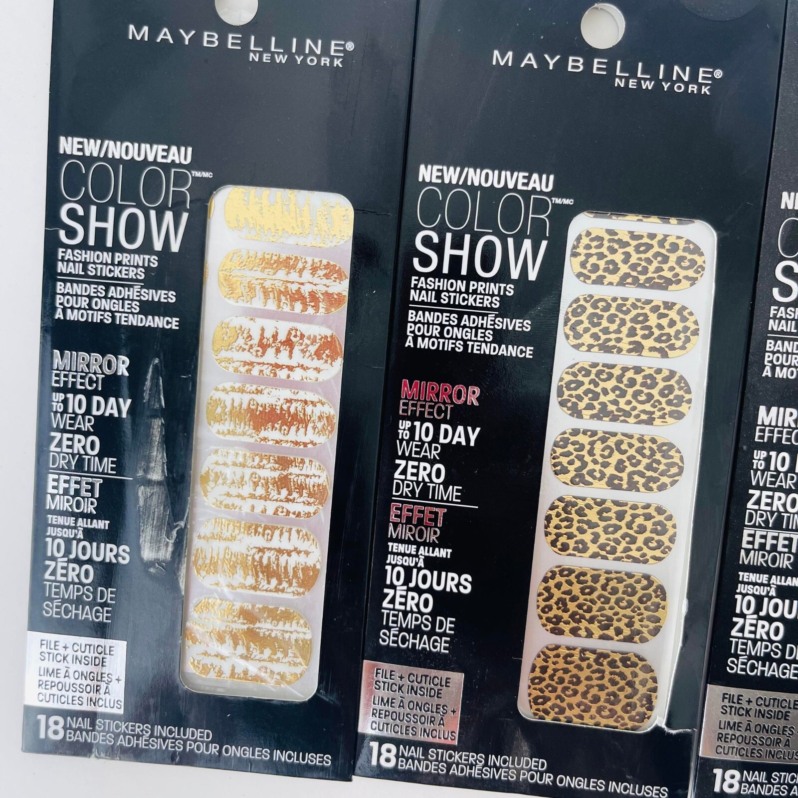 Lot of 4 Maybelline New York Nail Stickers Included Bands Adhesive Mirror Effect
