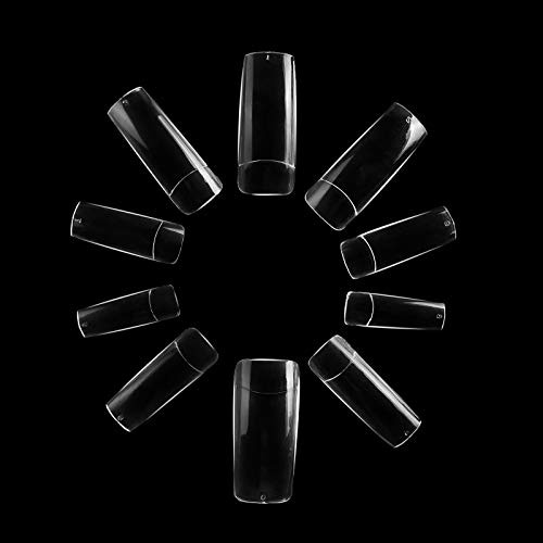 Half Cover Acrylic False Nail Tips, 1000PCS Fake Nail Shape Clear+Natural