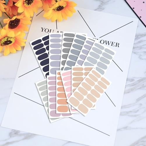 20 Sheets Light Color Series Nail Strips for Women KIT1 Light Color Solid