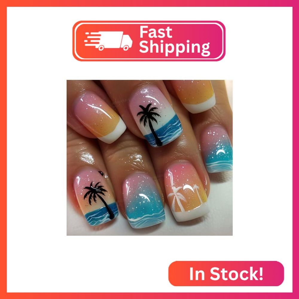 Curvlife Tip Press on Nails Acrylic Fake Nails with Design Full Cover False Nail