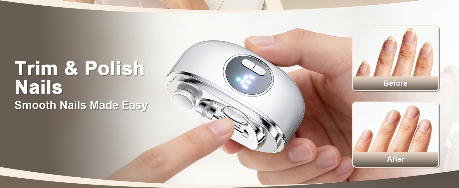 Electric Nail Clipper, 2 in1 Smart Toenail Clippers with Polishing for