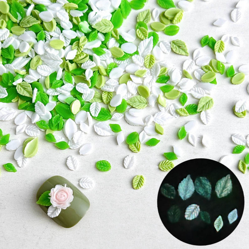 20Pcs Mixed Nail Art Charms Jewelry Accessories Resin Spring Green Leaf NH25