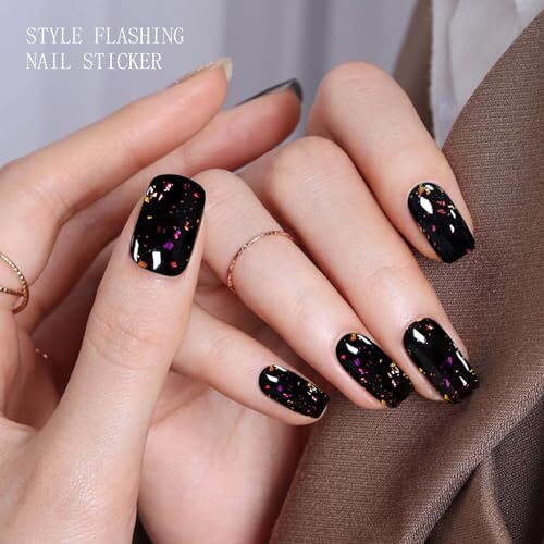 Gel Nail Stickers Purple Red Black Semi Cured Gel Nail Strips Wraps UV/LED