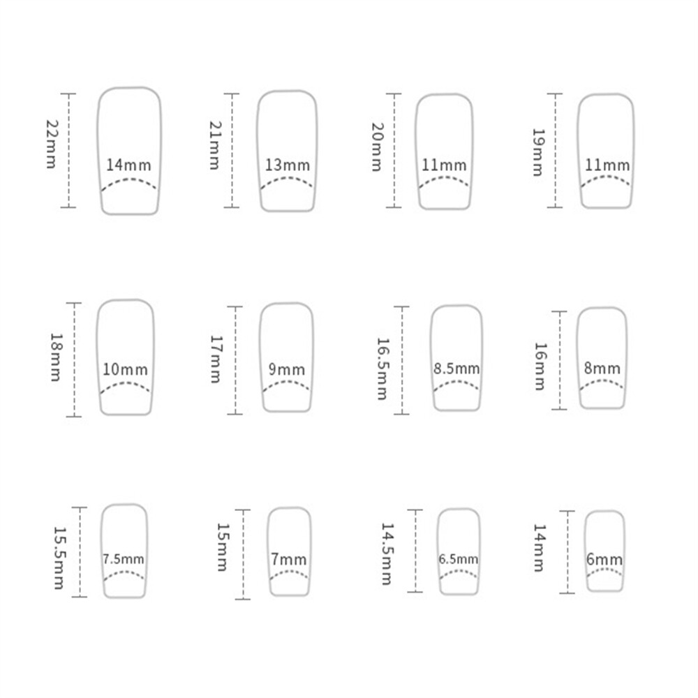 French Gradient Blue False Nail Short Square Press on Nails for Nail Art 24pcs