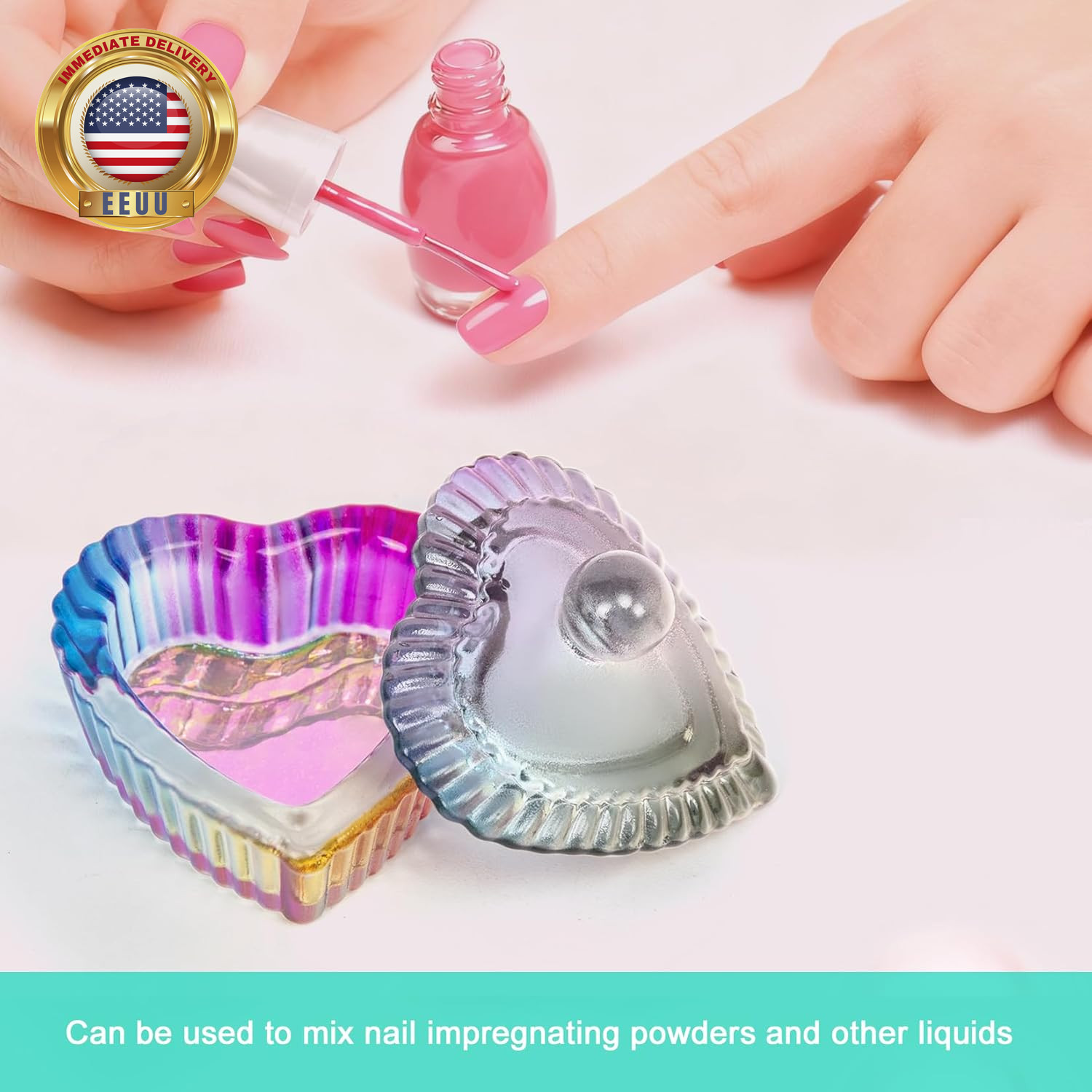 2PCS Nails Tips Art Dappen Dish with Lid Acrylic Liquid Powder Dappen Monomer Di