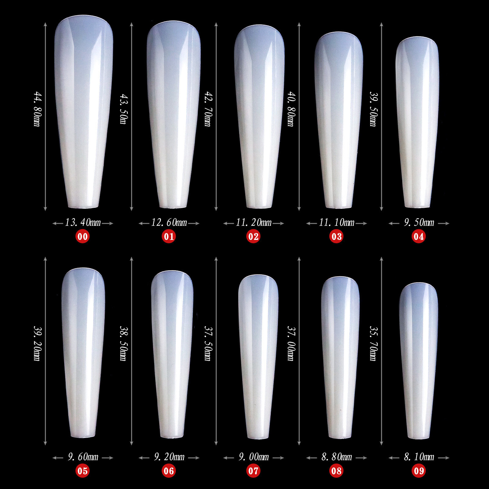 500 Pcs Acrylic Ballerina Fake Nails Coffin Full Cover Nail Art Tips Extra Long