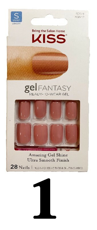 Kiss Gel Fantasy Glam Nails Matte/Glitter/Gold Small/Medium/Long 28 Nails #60666